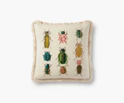Beetles and Bugs Embroidered Pillow|RIFLE PAPER Co. Online