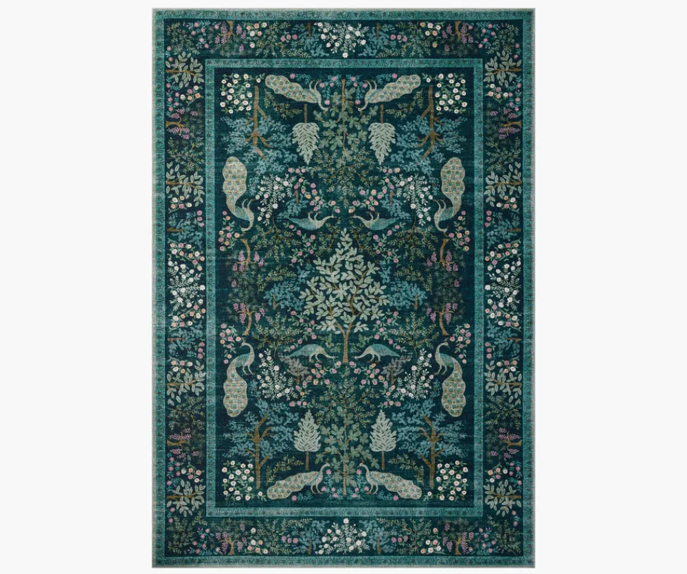 Canopy Peacock Forest Printed Rug|RIFLE PAPER Co. Sale