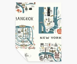 City Maps Peel & Stick Wallpaper Sample|RIFLE PAPER Co. Discount