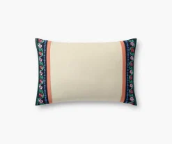 Delphine Stripe Embroidered Lumbar Pillow|RIFLE PAPER Co. New