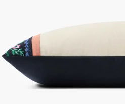 Delphine Stripe Embroidered Lumbar Pillow|RIFLE PAPER Co. New