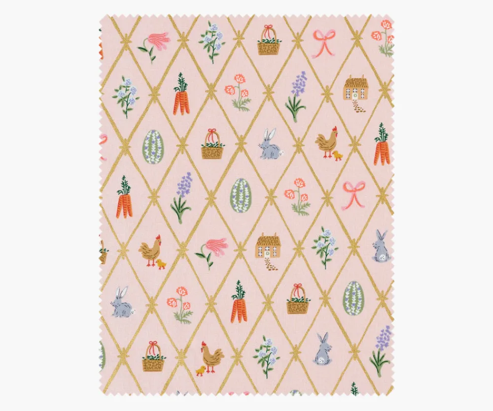 Easter Lattice Canvas Metallic Fabric|RIFLE PAPER Co. Hot