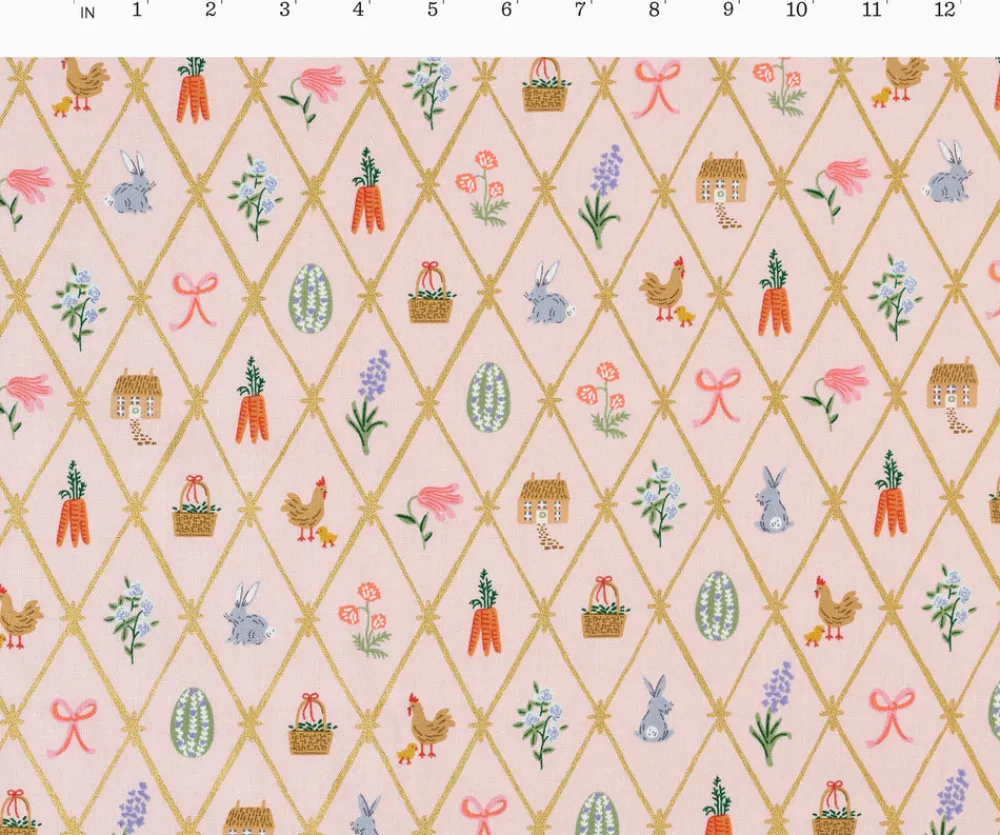 Easter Lattice Canvas Metallic Fabric|RIFLE PAPER Co. Hot