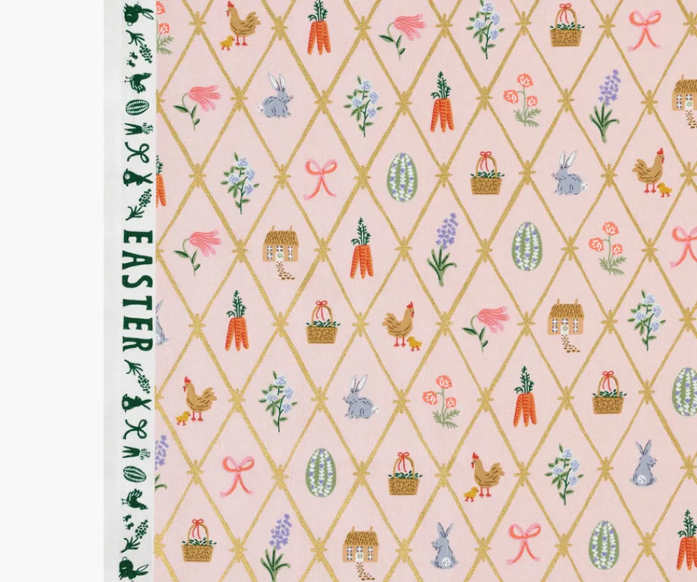Easter Lattice Canvas Metallic Fabric|RIFLE PAPER Co. Hot
