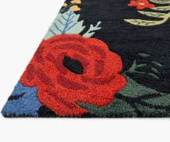 Les Fleurs Juliet Rose Bouquet Wool-Hooked Rug|RIFLE PAPER Co. Best