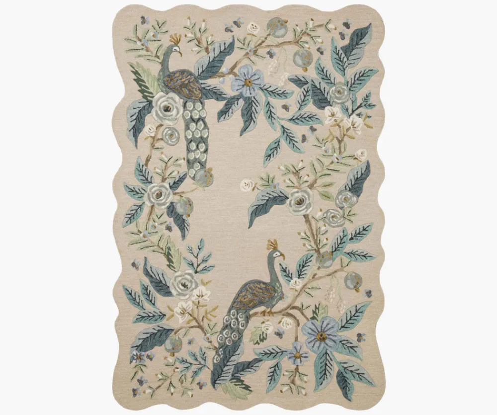 Peacock Wool-Hooked Rug|RIFLE PAPER Co. Clearance