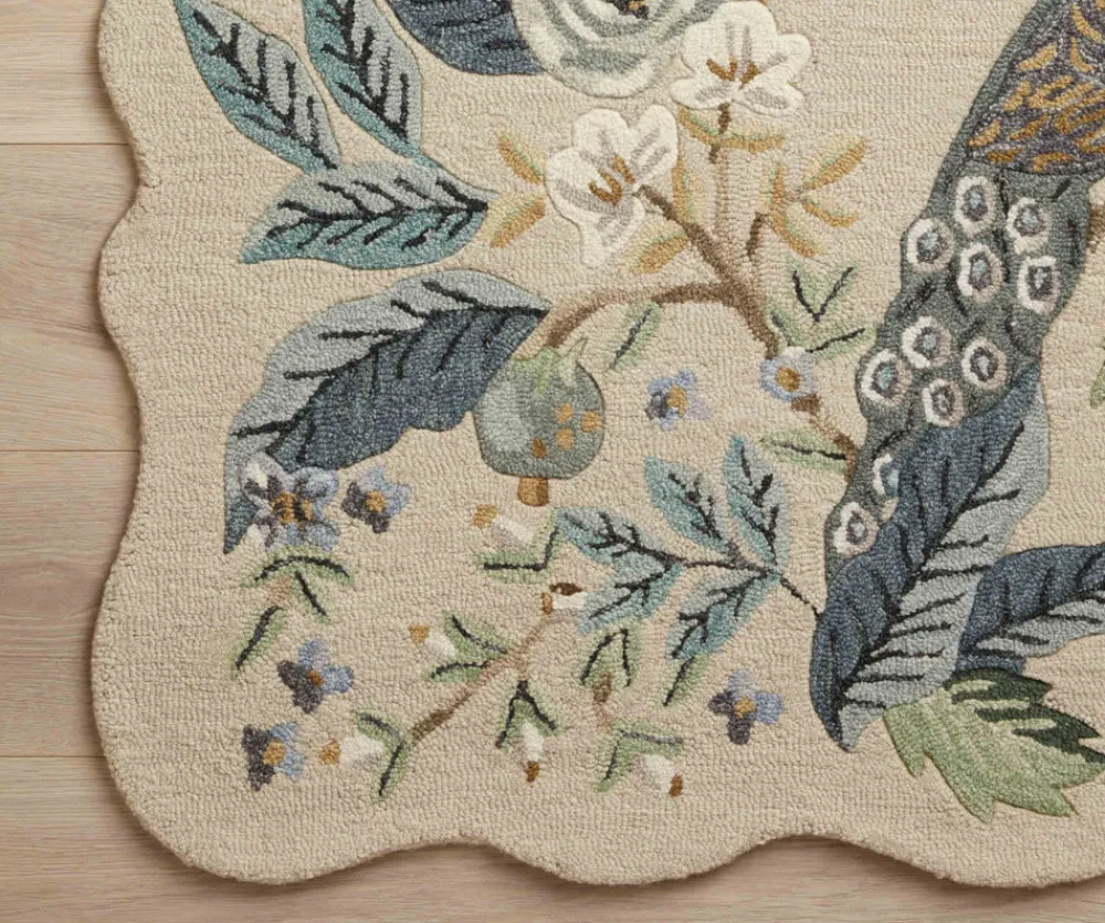 Peacock Wool-Hooked Rug|RIFLE PAPER Co. Clearance