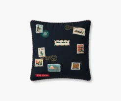 Postage Stamps Embroidered Pillow|RIFLE PAPER Co. Fashion