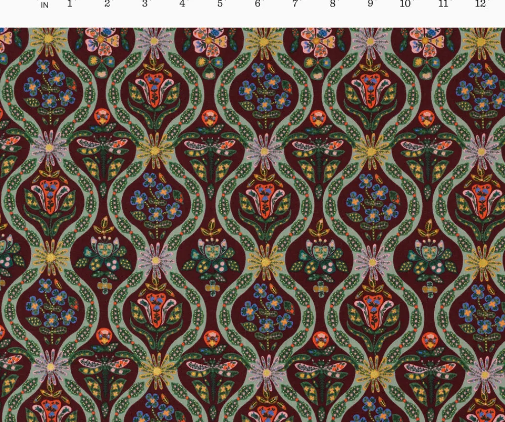 Posy Cotton Metallic Fabric|RIFLE PAPER Co. Discount