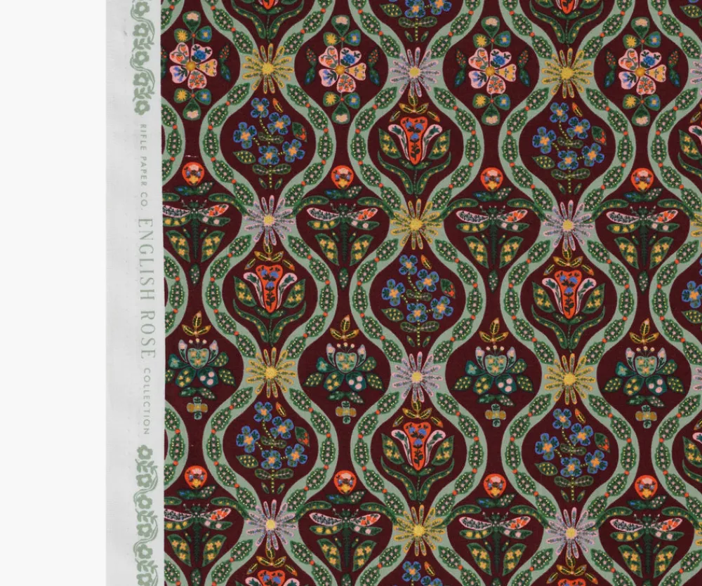 Posy Cotton Metallic Fabric|RIFLE PAPER Co. Discount