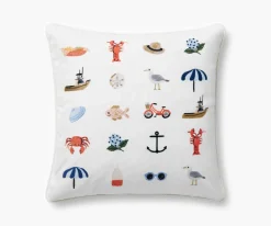 Seaside Embroidered Pillow|RIFLE PAPER Co. Fashion