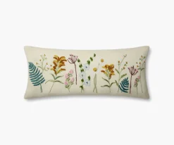 Wildflowers Embroidered Lumbar Pillow|RIFLE PAPER Co. Online